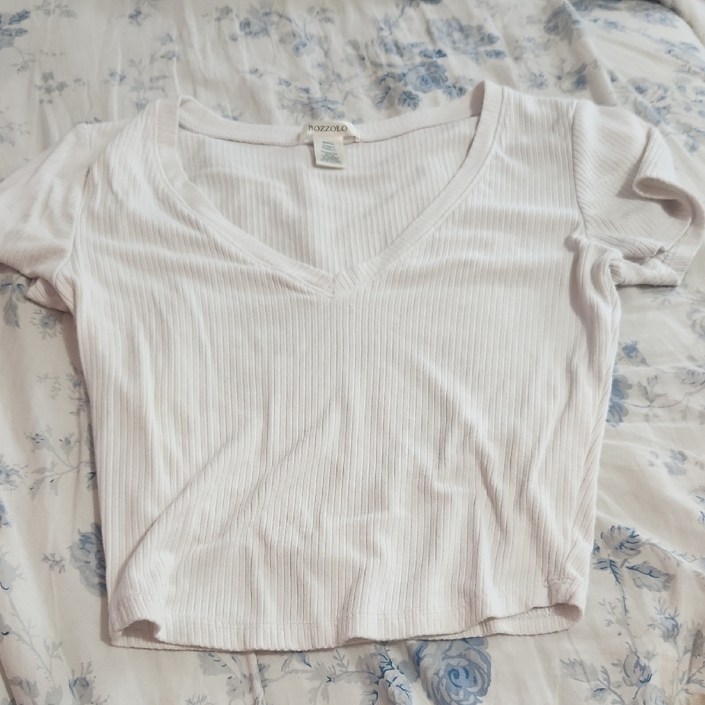 White Ribbed Women's Top